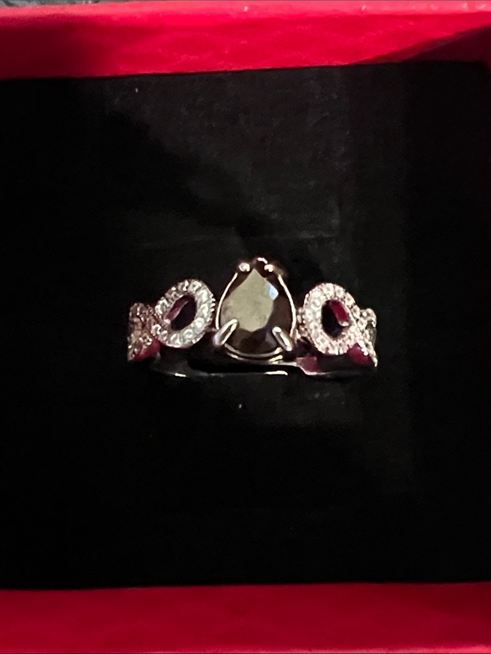 HJ 27. .86ct Pear Chocolate Sapphire Twist Pave Ring